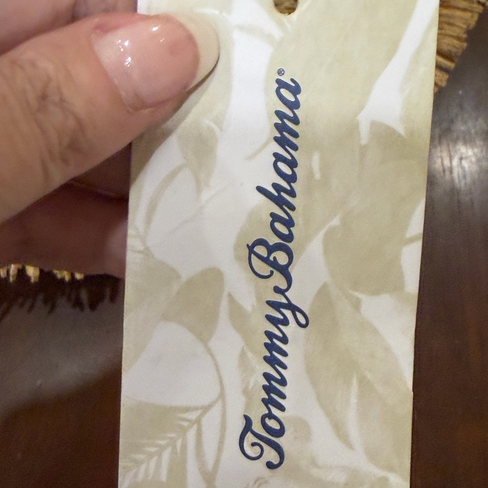 NWT Tommy Bahama Gold and Tan woven bag with Bamboo Handle & Crossbody Strap - Picture 10 of 16